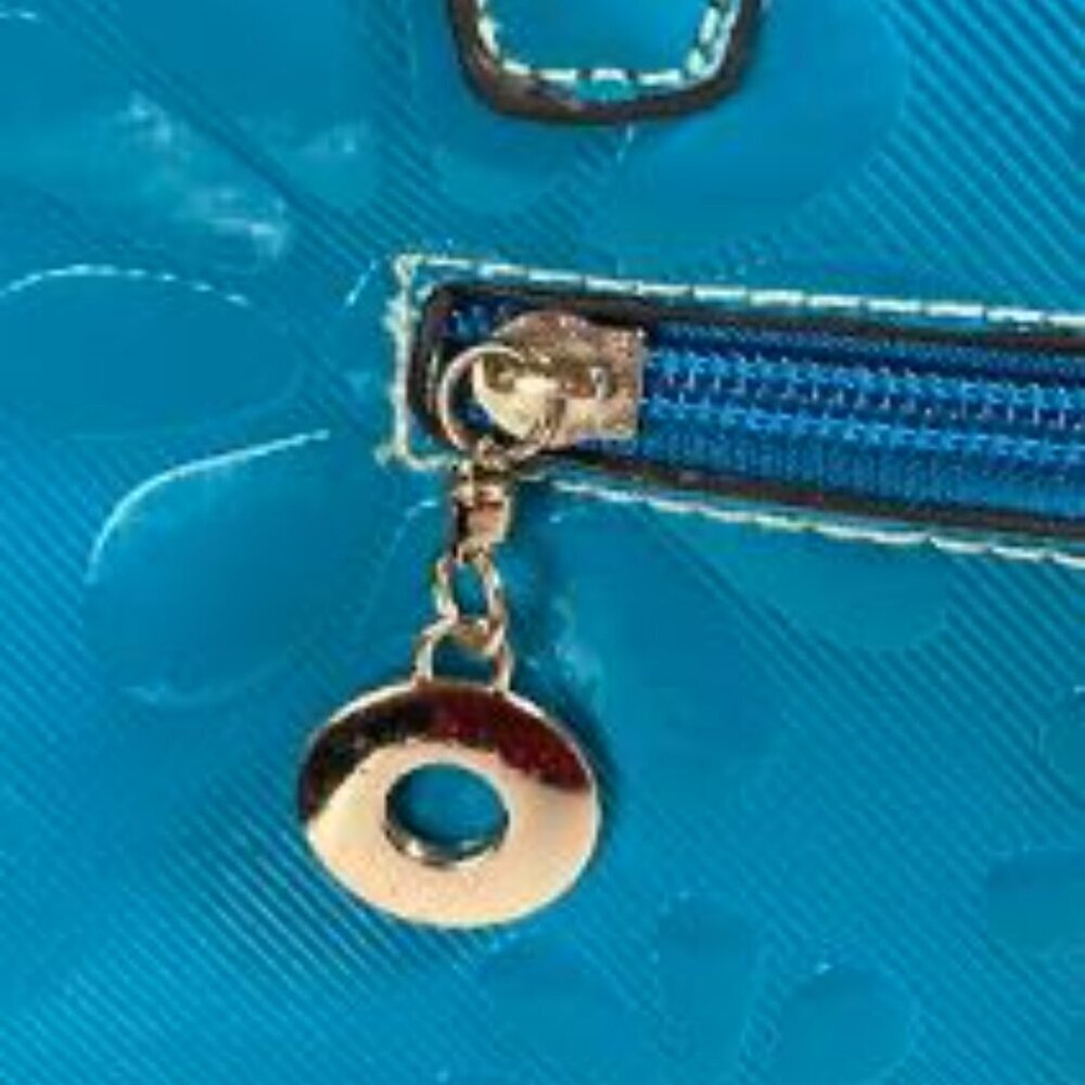 Vintage Candace Christian Napa Valley Patent Leather Large Turquois Tote EUC - Picture 10 of 14